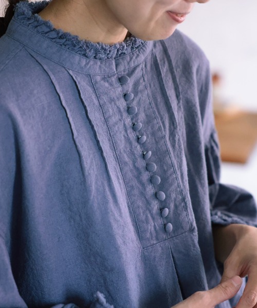 ソウルベリーブラウス　月影のブラウス　グレイッシュブルー soulberry（ソウルベリー） ブラウス シャツ 月影のブラウス
