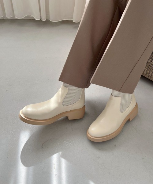 WA ORiental TRaffic ブーツ 厚底 リブニット バックジップ ブーツ