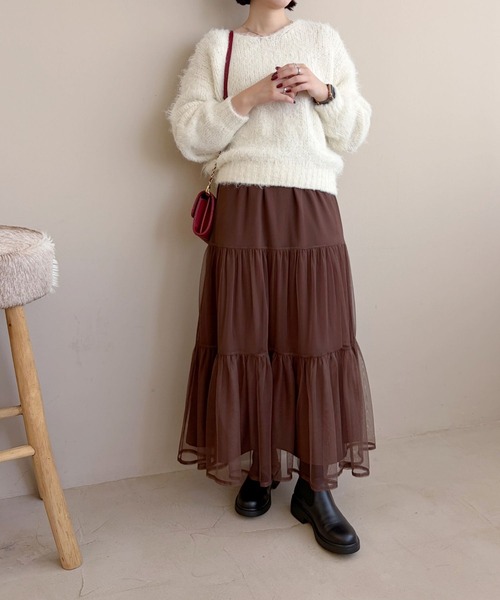 WA ORiental TRaffic ブーツ 厚底 リブニット バックジップ ブーツ