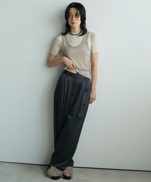 anuke（アンヌーク） パンツ Satin Tuck Pants レディース : ZOZOTOWN