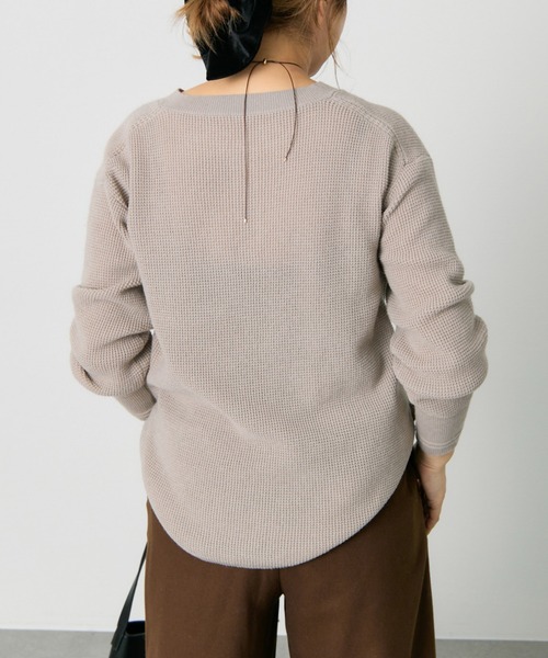 pual ce cin ニット セーター キーネック ワッフルニット レディース