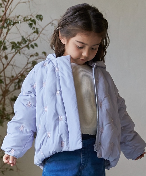 petit main ブルゾン アウター 「リンク/洗える」刺しゅう中綿