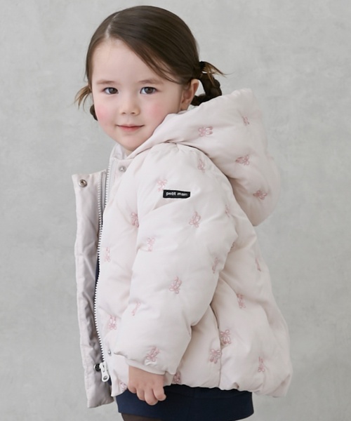 petit main ブルゾン アウター 「リンク/洗える」刺しゅう中綿