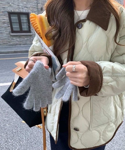 ダウンコート ダウンジャケット ボア切り替えキルティングコート