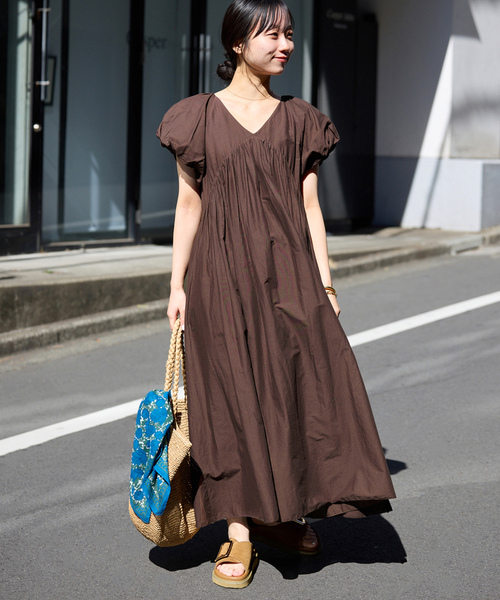「SLOBE IENA」 半袖ワンピース 36 ブラウン レディースの画像