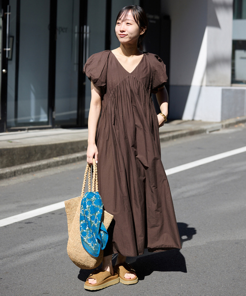 「SLOBE IENA」 半袖ワンピース 36 ブラウン レディースの画像
