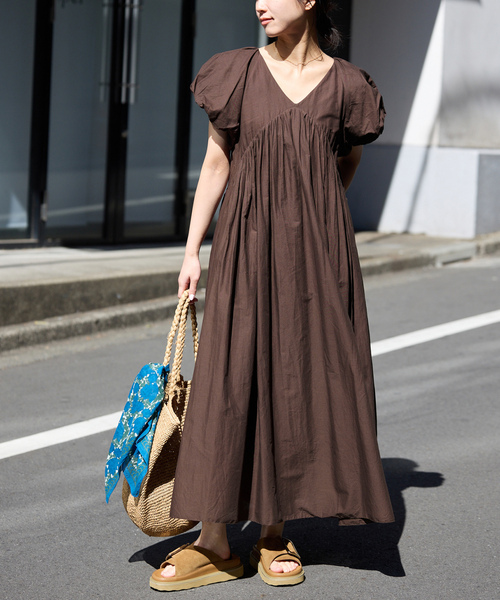 「SLOBE IENA」 半袖ワンピース 36 ブラウン レディースの画像