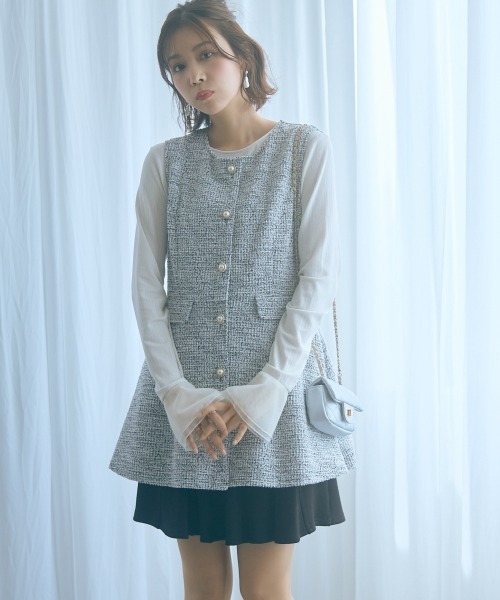 marun（マルン） 「大きいサイズ」ツイード調ジレチュニック