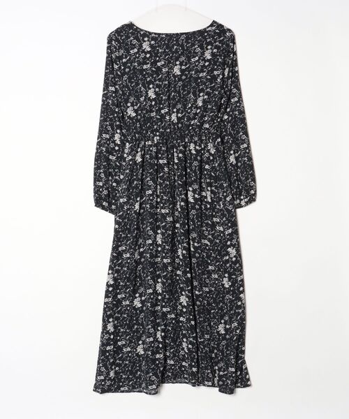 「fifth」 花柄長袖ワンピース - ブラック レディース_画像2