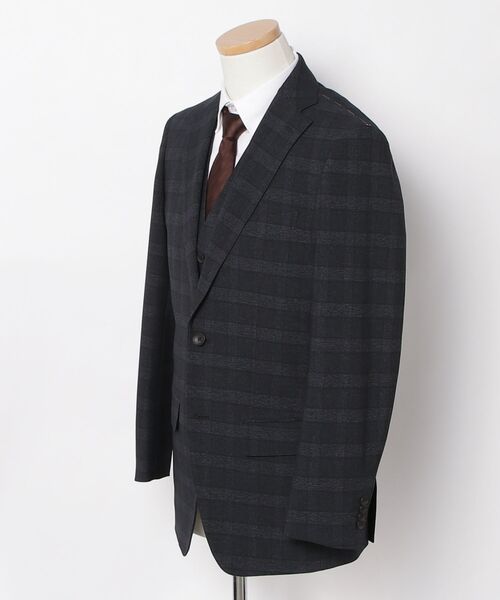 美品 3ピース グレンチェック スーツ セットアップ 3XL ベスト 洗える Perfect Suit FActory（パーフェクト スーツ ファクトリー