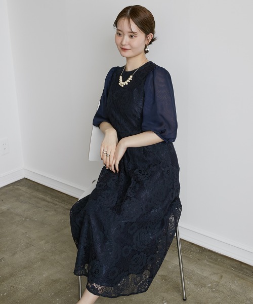 「Jolie et Jolie」 「Silent Majority」7分袖ワンピース 3L ブラック レディース_画像5