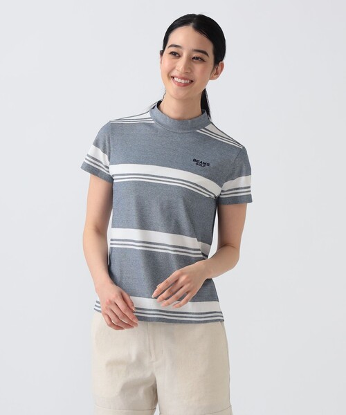 トレーナー スウェット PURPLE LABEL / バックタック ボーダー モックネック トップス（接触冷感・吸水速乾・UVカット） レディース_2