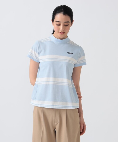 トレーナー スウェット PURPLE LABEL / バックタック ボーダー モックネック トップス（接触冷感・吸水速乾・UVカット） レディース_3