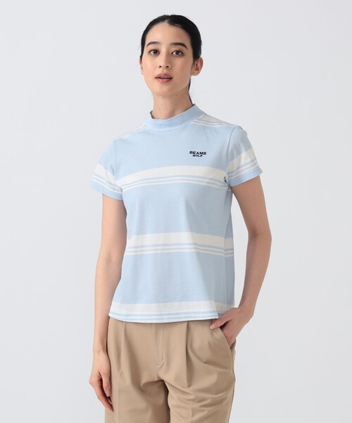 トレーナー スウェット PURPLE LABEL / バックタック ボーダー モックネック トップス（接触冷感・吸水速乾・UVカット） レディース_10