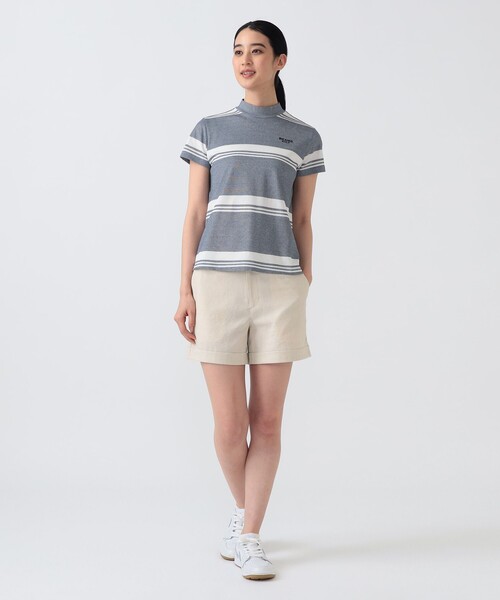 トレーナー スウェット PURPLE LABEL / バックタック ボーダー モックネック トップス（接触冷感・吸水速乾・UVカット） レディース_12