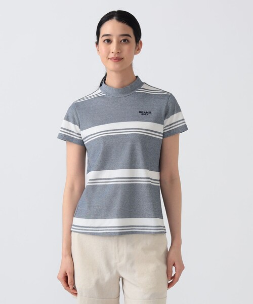 トレーナー スウェット PURPLE LABEL / バックタック ボーダー モックネック トップス（接触冷感・吸水速乾・UVカット） レディース_14