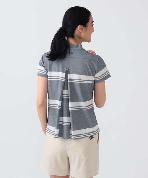 トレーナー スウェット PURPLE LABEL / バックタック ボーダー モックネック トップス（接触冷感・吸水速乾・UVカット） レディース_15