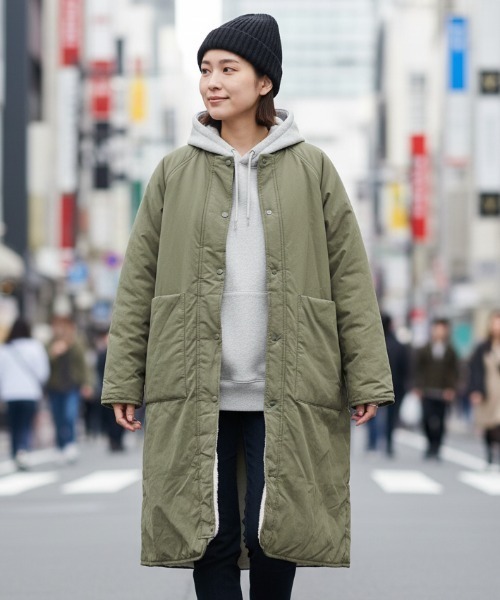 Y’s リバーシブル ロングコート ノーカラーコート コート ジャケット/リバーシブルボアロングコート