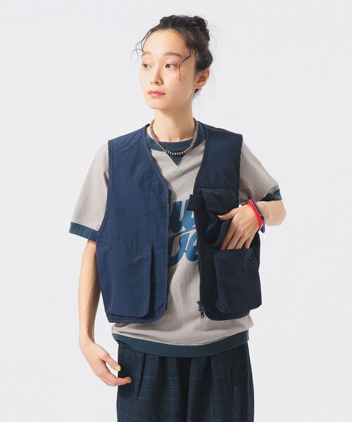 BEAMS HEART ジレ ベスト ネイビー 新品タグ付ヘリンボーン ベスト BEAMS HEART（ビームスハート）の「BEAMS HEART / ジレ パンツセット