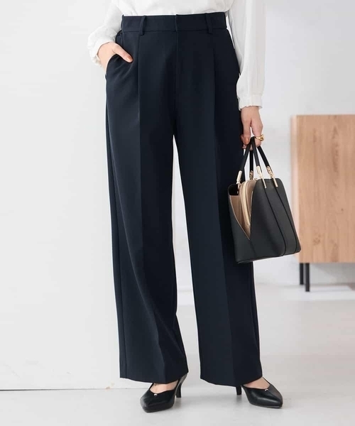 アー・ヴェ・ヴェ（a．v．v）/【洗える/ストレッチ/セットアップ対応】ダブルクロスワイドパンツ a.v.v（アー・ヴェ・ヴェ） パンツ 「洗える/ストレッチ/セットアップ