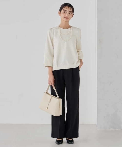 アー・ヴェ・ヴェ（a．v．v）/【洗える/ストレッチ/セットアップ対応】ダブルクロスワイドパンツ a.v.v（アー・ヴェ・ヴェ） パンツ 「洗える/ストレッチ/セットアップ