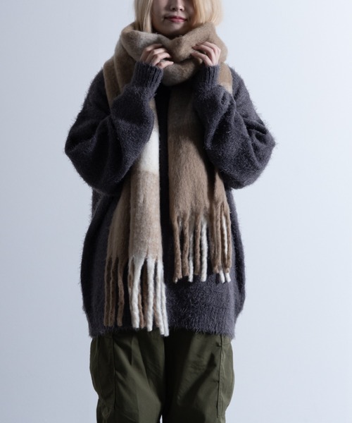 「NYLAUS」 マフラー FREE ベージュ メンズ_画像3