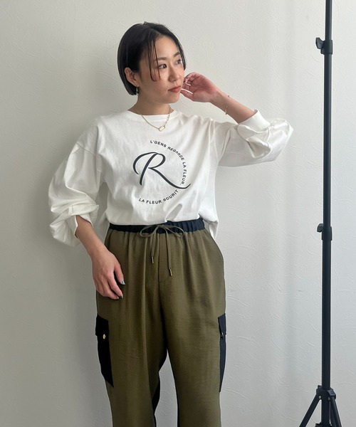 「LHELBIE」 長袖カットソー M チャコールグレー レディース_画像2