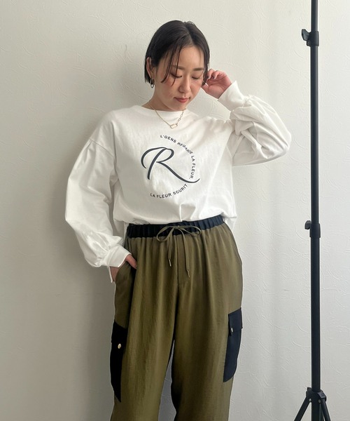 「LHELBIE」 長袖カットソー M チャコールグレー レディース_画像7