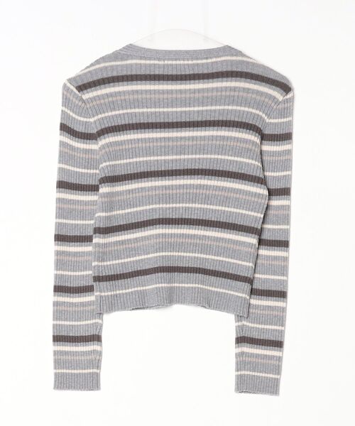 「TITTY&CO.」 ボーダー柄ニットカーディガン FREE グレー レディース_画像2