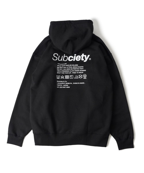 「Subciety」 プルオーバーパーカー LARGE ブラック×ホワイト メンズ_画像2