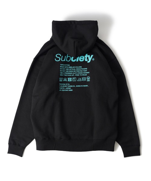 「Subciety」 プルオーバーパーカー LARGE ブラック×ホワイト メンズ_画像3