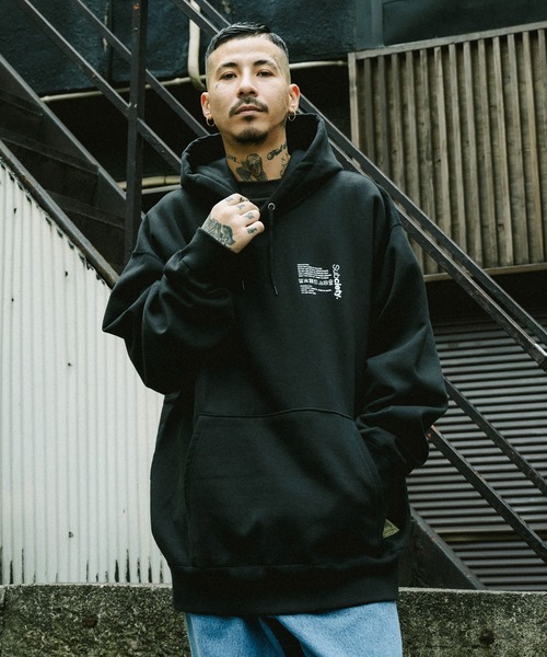 「Subciety」 プルオーバーパーカー LARGE ブラック×ホワイト メンズ_画像6