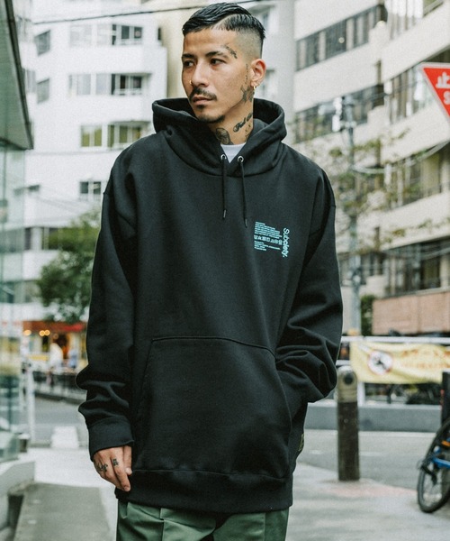 「Subciety」 プルオーバーパーカー LARGE ブラック×ホワイト メンズ_画像8