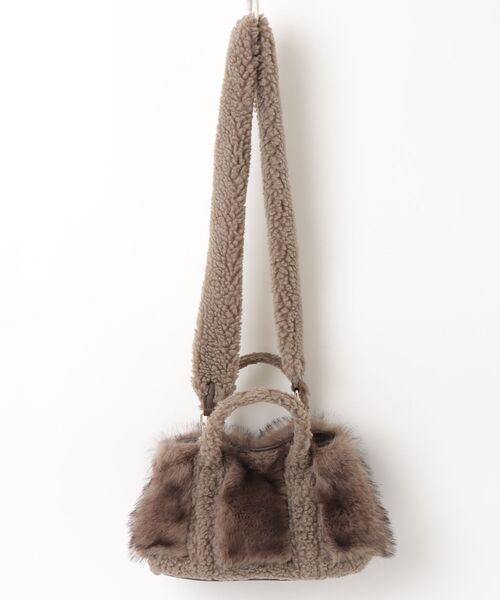 「GOOD GRIEF」 25AW GCA EMB FAUX FUR PINT 2WAYバッグ - ブラウン レディースの画像