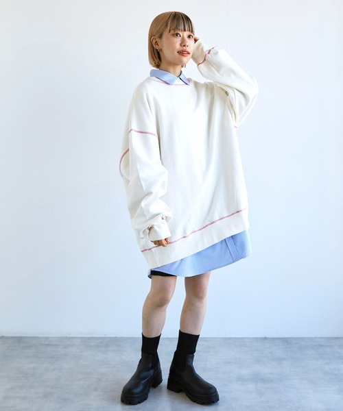 「w closet」 スウェットカットソー FREE オフホワイト レディース_画像2