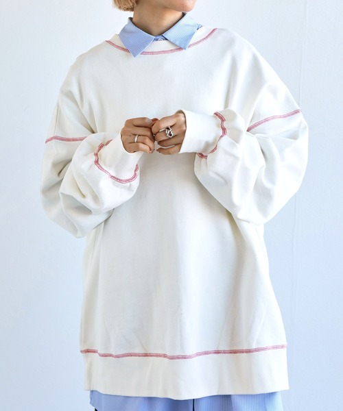 「w closet」 スウェットカットソー FREE オフホワイト レディース_画像4