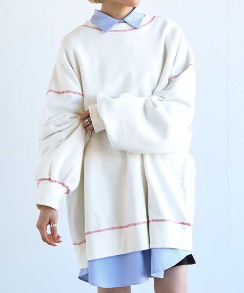 「w closet」 スウェットカットソー FREE オフホワイト レディース_画像8