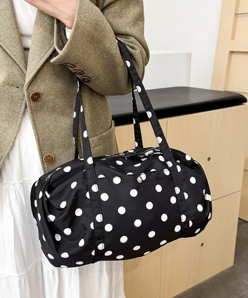 極美品 レスポートサック ボストンバッグ 2way 鍵付き ドット 水玉 大容量 LA VORAGINE（ラ ヴォラジネ） ボストンバッグ ドット水玉柄ボストン