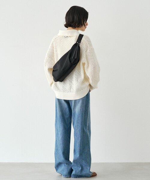 RUSSET ブラック　ボディバッグ　レディース　金具　ナイロン　日本製 russet（ラシット） ショルダーバッグ バッグ ナイロンバナナボディ