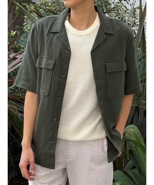 シャツ BANANA REPUBLIC FACTORY STORE　　スタンダードフィット ダブルウィーブ リゾートシャツ メンズの画像