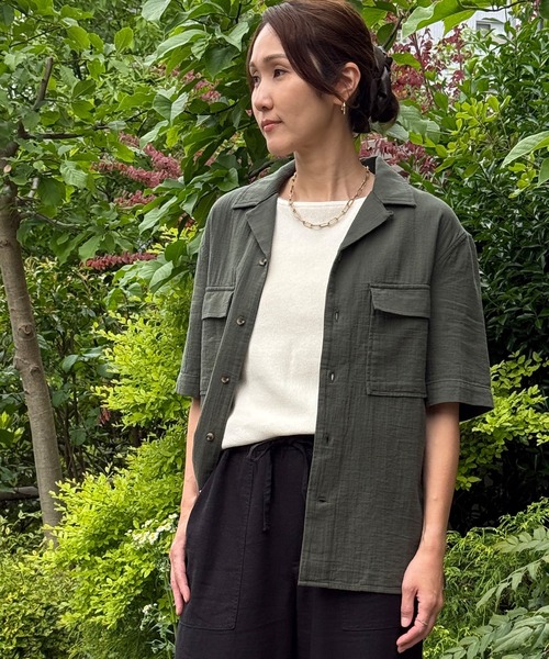 シャツ BANANA REPUBLIC FACTORY STORE　　スタンダードフィット ダブルウィーブ リゾートシャツ メンズの画像