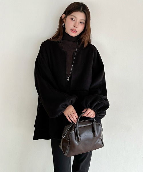 「by LEGNA」 ノーカラーコート LARGE ブラック レディース_画像2