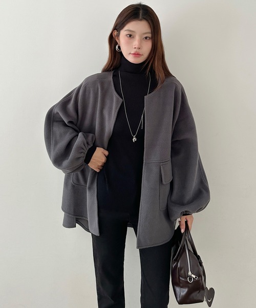 「by LEGNA」 ノーカラーコート LARGE ブラック レディース_画像6
