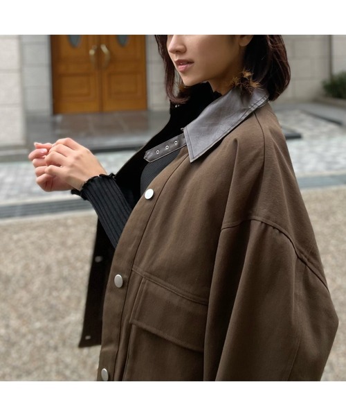 Human 2nd Occasion ブルゾン アウター 厚手 フェイクレザー 襟