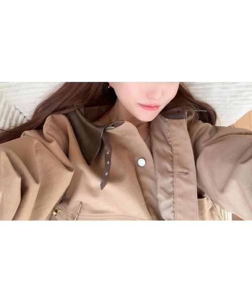 Human 2nd Occasion ブルゾン アウター フェイクレザー 襟切り替え