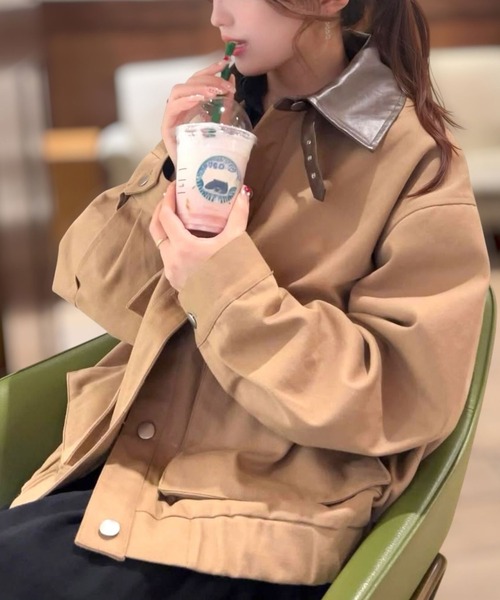 Human 2nd Occasion ブルゾン アウター 厚手 フェイクレザー 襟