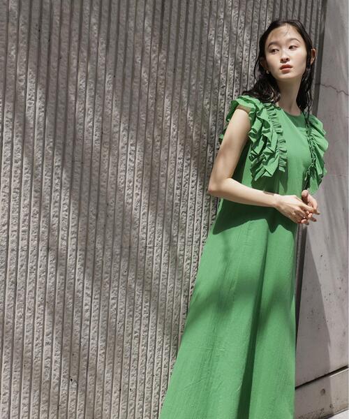 ナケウ・アヴァイ　Nake’u Awai 緑色ノースリーブワンピース　古典柄 N.Natural Beauty Basic（エヌ ナチュラルビューティーベーシック