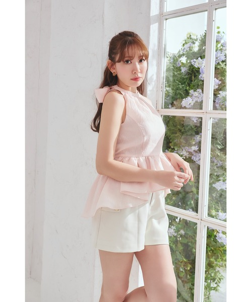ブラウス シャツ Mila Bow Peplum Blouse レディースの画像