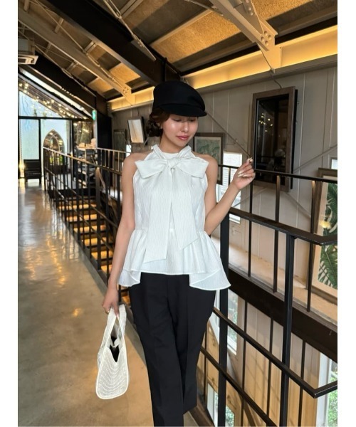 ブラウス シャツ Mila Bow Peplum Blouse レディースの画像