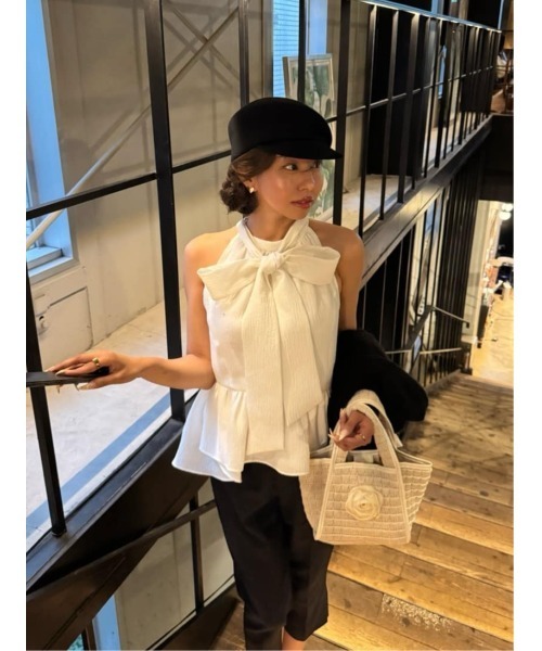 ブラウス シャツ Mila Bow Peplum Blouse レディースの画像